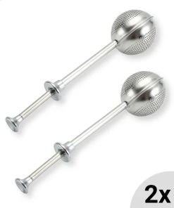 Blended Lifestyle® Theezeef Met Veer - Set Van 2 - Inclusief Lekplaatjes - Geschikt Voor Losse Kruiden