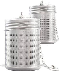 PrimeAmbition - 2 Stuks Theezeef En Theetip Voor Losse Thee - Extra Fijne Filter - Thee Ei Set Met Schoteltje Voor Theezakjes