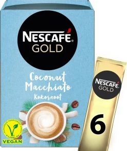 Nescafé Gold Coconut Macchiato Oploskoffie - 6 Doosjes à 6 Zakjes -Koffie Series Winkel 1005x1200