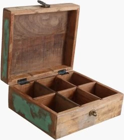 Raw Materials Scrapwood Theedoos – 6 Vakken – Gerecycled Hout -Koffie Series Winkel 1063x1200