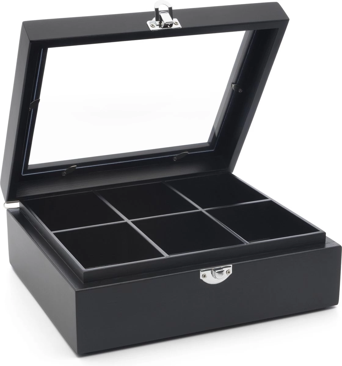 Bredemeijer - Theedoos 6-vaks Venster Bamboe Zwart 3 Bredemeijer - Theedoos 6-vaks Venster Bamboe Zwart