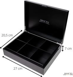Invicto Products Theedoos 6 Vaks - Ruimte Voor 120 Theezakjes - Bamboe - Anti Slip En Anti Kras - Zwart 13 Invicto Products Theedoos 6 Vaks - Ruimte Voor 120 Theezakjes - Bamboe - Anti Slip En Anti Kras - Zwart -Koffie Series Winkel 1131x1200