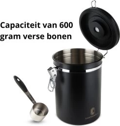 Castagnola Koffie Bewaarbus - Luchtdicht Met CO2 Uitlaat - Voor 600 Gram Koffiebonen - Koffieblik Matzwart Voorraadbussen - Voorraadbus - 1.8L -Koffie Series Winkel 1145x1200 1