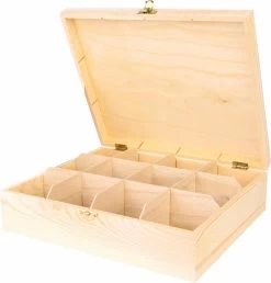 12 Vaks Theedoos - Houten Theedoos