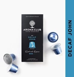 Aroma Club - Nespresso Compatible Capsules (120 St.) - No. 5 Decaf John - Intensiteit 3/5 - Decaf - 100% Aluminium Koffiecups -Koffie Series Winkel 1149x1200