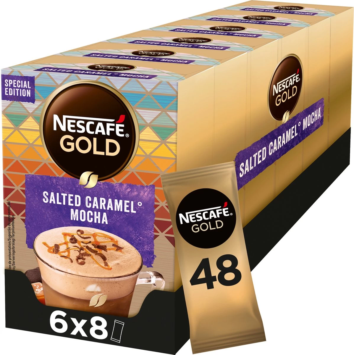 Nescafé Gold Salted Caramel Mocha - 6 Doosjes à 8 Zakjes 3 Nescafé Gold Salted Caramel Mocha - 6 Doosjes à 8 Zakjes