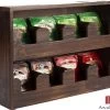 Theedoos - Gebrand Hout - 8 Vaks (~90 Zakjes) - Duurzaam - Compact Design - 32x8x22 Cm - Cadeautip