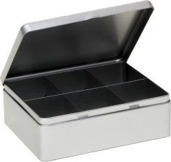 Merkloos Zilveren 6-vaks Theedoos/theekist 20 Cm - Keuken Accessoires - Theezakjes Houder Bewaarblik