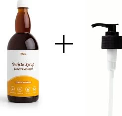 Fitcy | Koffiesiroop | Salted Caramel | Barista Syrup | Zero | Vegan | Vetvrij | Suikervrij | Keto-vriendelijk | Koffie | Siroop | MET DOSEERPOMP | 1L