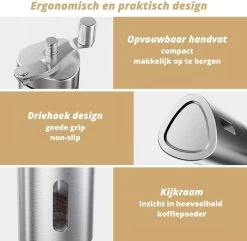 Comes In Handy - Koffiemolen Handmatig - Keramische Kern - Roestvrijstaal - Instelbare Maalgraad -Koffie Series Winkel 1200x1169 5