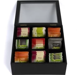 CasaLupo Theedoos Zwart 9-vaks - Met Fluweel - 23 X 23 Cm -Koffie Series Winkel 1200x1172 2