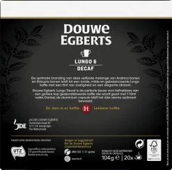 Douwe Egberts Lungo Decaf (6) - 10 X 20 Koffiecups -Koffie Series Winkel 1200x1186 1