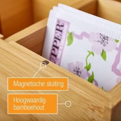 Amazy Theedoos Bamboe Extra Groot Met Lade En Theeplank - Thee Opslag Voor Theezakjes, Organizer Houten Doos Met Theekist, Theedozen Met 8 Verstelbare Verdelers, Opbergdoos -Koffie Series Winkel 1200x1200 416