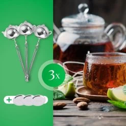 Theezeef Met Handvat Inclusief Lekplaatje - Set Van 3 Stuks - Thee Ei Voor Losse Thee - Theefilter Voor Losse Thee - Thee Infuser -Koffie Series Winkel 1200x1200 439