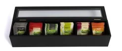 CasaLupo Theedoos Zwart 6-vaks - Met Fluweel - 43 X 9 Cm -Koffie Series Winkel 1200x500
