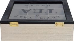 Merkloos Theekist - Bruin - Hout 9-Vaks - Glazen Deksel - Theedoos - Tea Break -Koffie Series Winkel 1200x660