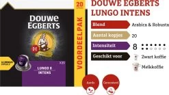 Douwe Egberts Lungo Intens Koffiecups - Intensiteit 8/12 - 10 X 20 Capsules -Koffie Series Winkel 1200x673