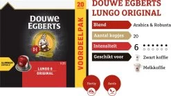 Douwe Egberts Lungo Original Koffiecups - Intensiteit 6/12 - 10 X 20 Capsules -Koffie Series Winkel 1200x674