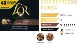 L'OR Espresso Forza Koffiecups - Intensiteit 9/12 - 4 X 40 Capsules -Koffie Series Winkel 1200x678