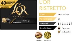 L'OR Espresso Ristretto Koffiecups - Intensiteit 11/12 - 4 X 40 Capsules -Koffie Series Winkel 1200x691 1