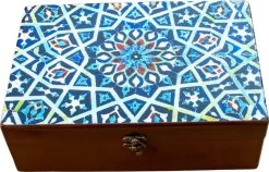 Perzische Theedoos Dahlia 20x30cm- Perzisch Patroon - Houtwerk - Persis Treasures