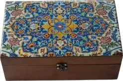 Merkloos Perzische Theedoos Gelayol - Perzisch Patroon - Houtwerk - Persis Treasures