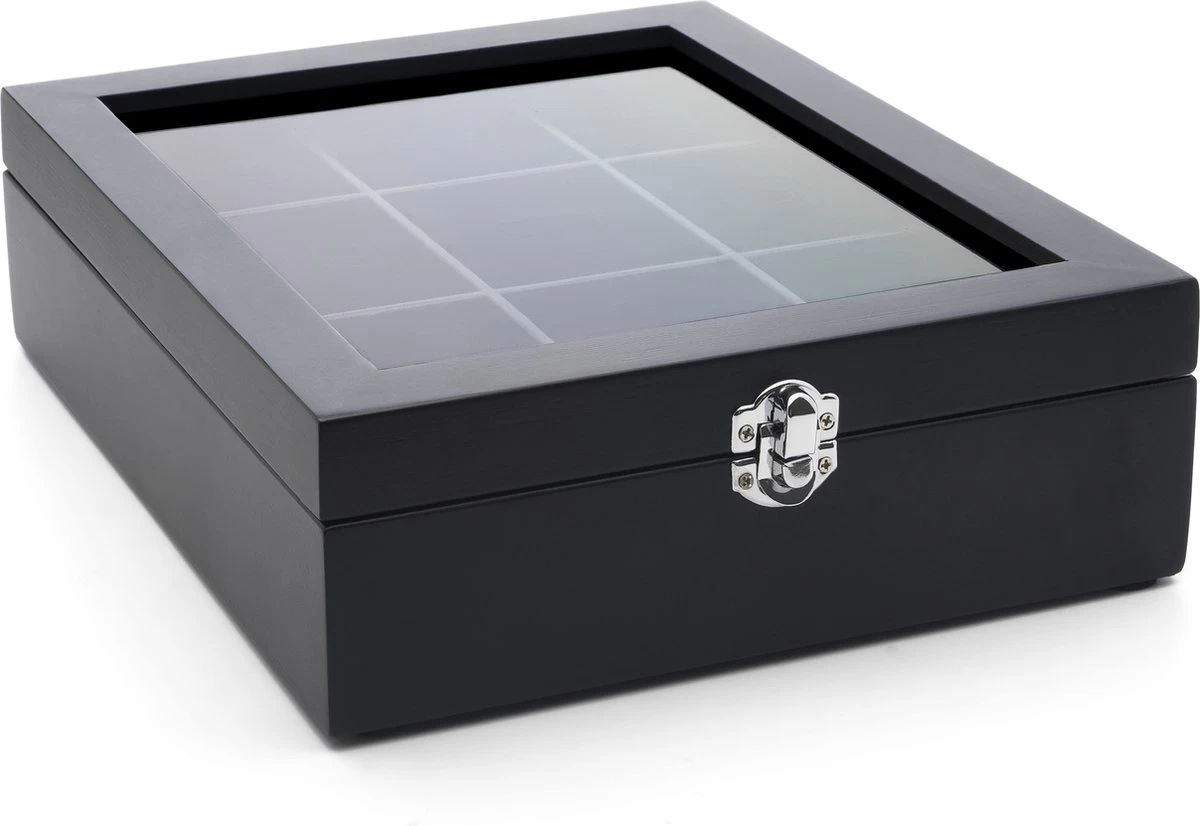 Bredemeijer - Theedoos 9-vaks Venster Bamboe Zwart 3 Bredemeijer - Theedoos 9-vaks Venster Bamboe Zwart