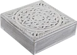 MDF Houten Theedoos/theekist Mandala Wit 9 Vakken 23 X 23 X 7 Cm - Theezakjes Bewaardozen -Koffie Series Winkel 1200x862