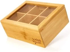 Bambuswald© Houten Theedoos Met 6 Vakken Gemaakt Van 100% Duurzame Bamboe -Koffie Series Winkel 1200x888