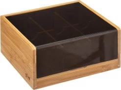 Theedoos/theekist Bruin/zwart 6-vaks 22 X 21 Cm Van Bamboe Hout - Theezakjes Doos/kist -Koffie Series Winkel 1200x890