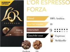 L'OR Espresso Forza Koffiecups - Intensiteit 9/12 - 10 X 10 Capsules 16 L'OR Espresso Forza Koffiecups - Intensiteit 9/12 - 10 X 10 Capsules -Koffie Series Winkel 1200x894 1