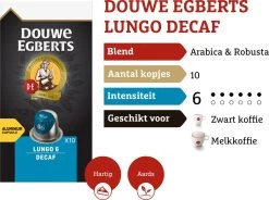 Douwe Egberts Lungo Decaf Koffiecups - Intensiteit 6/12 - 10 X 10 Capsules -Koffie Series Winkel 1200x895