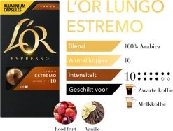 L'OR Lungo Estremo Koffiecups - Intensiteit 10/12 - 10 X 10 Capsules -Koffie Series Winkel 1200x907