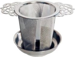 Theefilter RVS - Theezeef Losse Thee Voor Kop Of Hele Pot Met Houder En Lekbakje