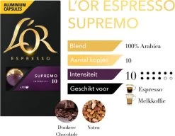 L'OR Espresso Supremo Koffiecups - Intensiteit 10/12 - 10 X 10 Capsules -Koffie Series Winkel 1200x933