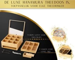 Hanamura Luxe Theedoos 9 Vaks – Lade Voor Losse Thee – Incl. Thee-ei, Theelepels, En Suikerdoos 10 Hanamura Luxe Theedoos 9 Vaks – Lade Voor Losse Thee – Incl. Thee-ei, Theelepels, En Suikerdoos -Koffie Series Winkel 1200x958 1