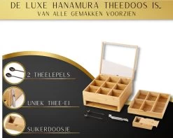 Hanamura Luxe Theedoos 9 Vaks – Lade Voor Losse Thee – Incl. Thee-ei, Theelepels, En Suikerdoos 12 Hanamura Luxe Theedoos 9 Vaks – Lade Voor Losse Thee – Incl. Thee-ei, Theelepels, En Suikerdoos -Koffie Series Winkel 1200x958 3