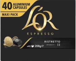L'OR Espresso Ristretto Koffiecups - Intensiteit 11/12 - 4 X 40 Capsules -Koffie Series Winkel 1200x965 2