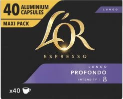 L'OR Lungo Profondo Koffiecups - Intensiteit 8/12 - 4 X 40 Capsules -Koffie Series Winkel 1200x966 1