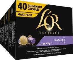 L'OR Lungo Profondo Koffiecups - Intensiteit 8/12 - 4 X 40 Capsules