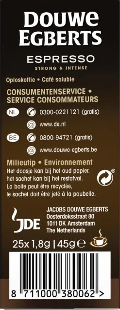 Douwe Egberts Espresso Sticks Oploskoffie - 6 X 25 Zakjes -Koffie Series Winkel 467x1200