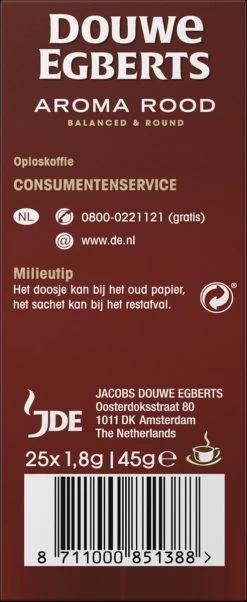 Douwe Egberts Aroma Rood Sticks Oploskoffie - 6 X 25 Zakjes -Koffie Series Winkel 492x1200