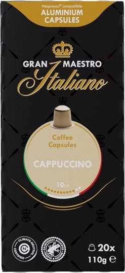Gran Maestro Italiano - Cappuccino - Koffiecups - Nespresso Compatibel Capsules - Intense Smaak - 6 X 20 Cups -Koffie Series Winkel 551x1200