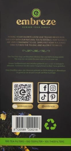 Embreze Theefilter Voor Losse Thee | 100% Chloorvrij | 100 Theefilters -Koffie Series Winkel 569x1200 2