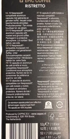 100 Capsules Epic Coffee - Ristretto - Nespresso® Compatible Aluminium Capsules - RFA Keurmerk - Doos 100 Stuks -Koffie Series Winkel 606x1200 7