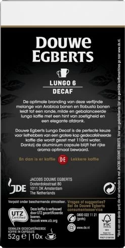 Douwe Egberts Lungo Decaf Koffiecups - Intensiteit 6/12 - 10 X 10 Capsules -Koffie Series Winkel 607x1200 3