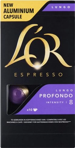 L'OR Lungo Profondo Koffiecups - Intensiteit 8/12 - 10 X 10 Capsules -Koffie Series Winkel 608x1200 1