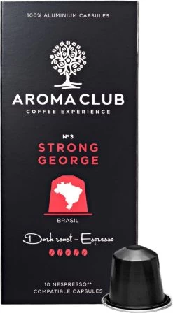Aroma Club - Nespresso Compatible Capsules (120 St.) - No. 3 Strong George - Intensiteit 5/5 - Espresso - 100% Aluminium Koffiecups