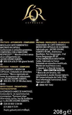 L'OR Lungo Estremo Koffiecups - Intensiteit 10/12 - 4 X 40 Capsules -Koffie Series Winkel 750x1200