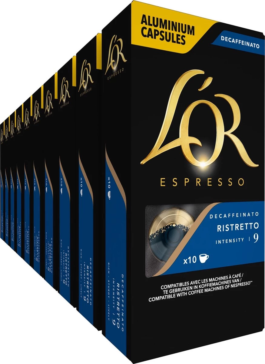 L'OR Espresso Ristretto Decaffeinato - Intensiteit 9/12 - 10 X 10 Capsules 3 L'OR Espresso Ristretto Decaffeinato - Intensiteit 9/12 - 10 X 10 Capsules